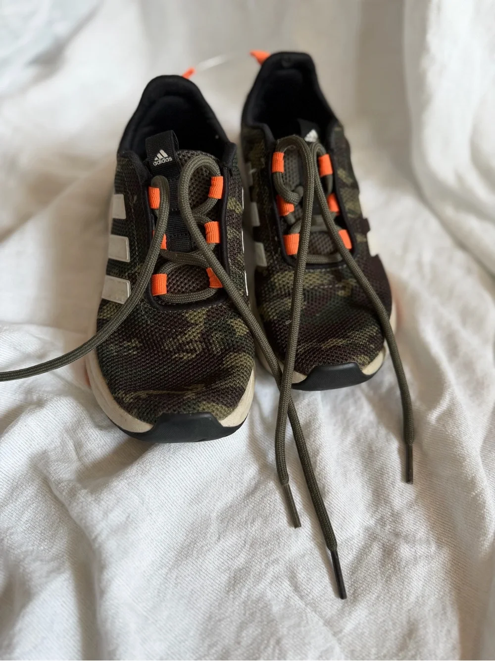 adidas Kids Camo Sneakers with Orange Accents